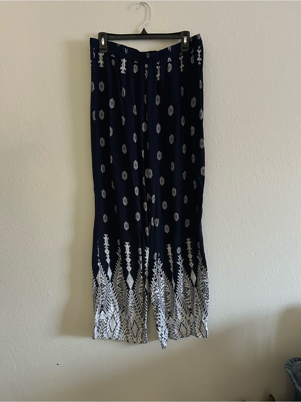 Navy Blue Printed Pants